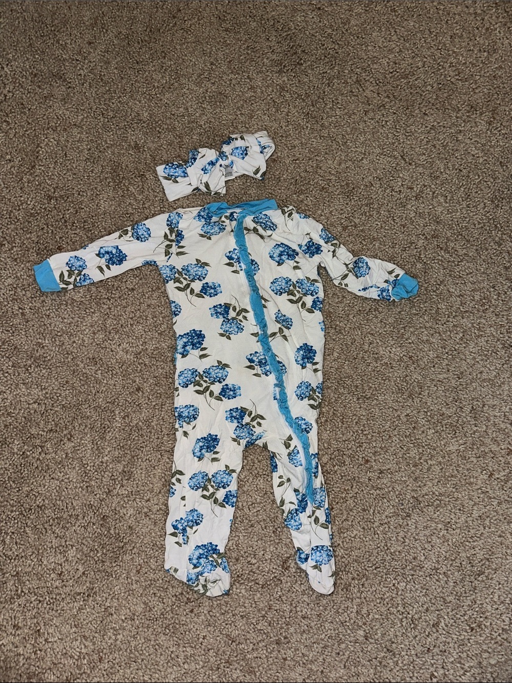 Hydrangea Baby One-Piece with Matching Bow